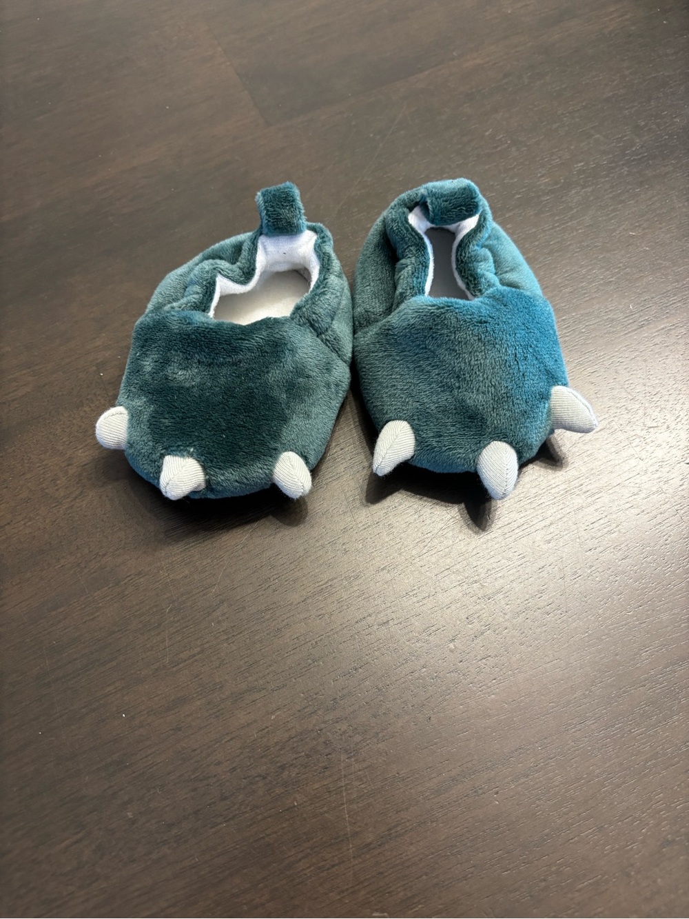 Carter's Teal Plush Monster Slippers with White Claws